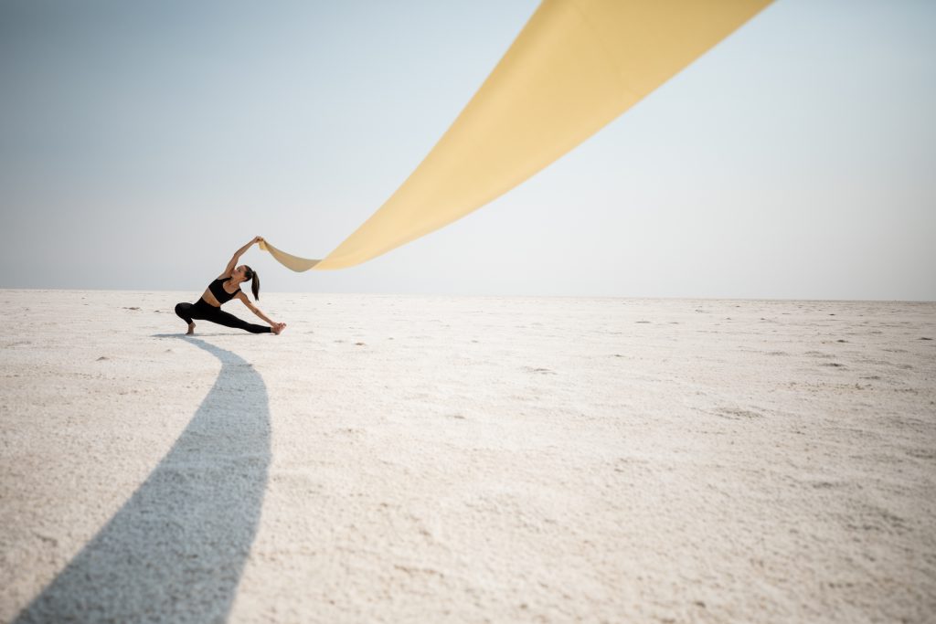 Pilates in the Bonneville Salt Flats, Utah